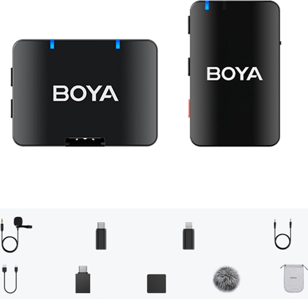 BOYA BOYAMIC-110 One-Trigger-One 2,4G Kabelloses Mikrofonsystem Ansteckbares kabelloses Mikrofon 300M uebertragung 8G Speicher Onboard-Aufnahme-Ers...