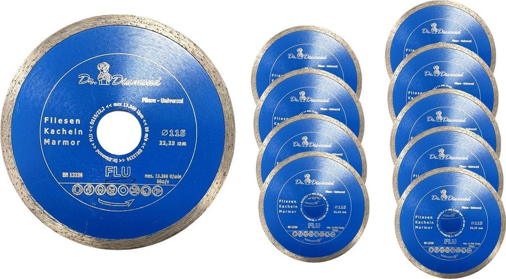 Diamanttrennscheibe Fliese Diamantscheibe 115 mm Variation 10x 115 mm FLU Universal