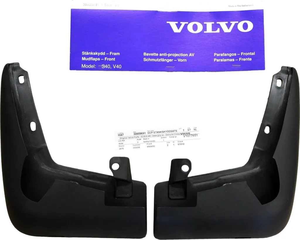 Paire de bavettes avant Volvo S40 V40 I protection carrosserie noire