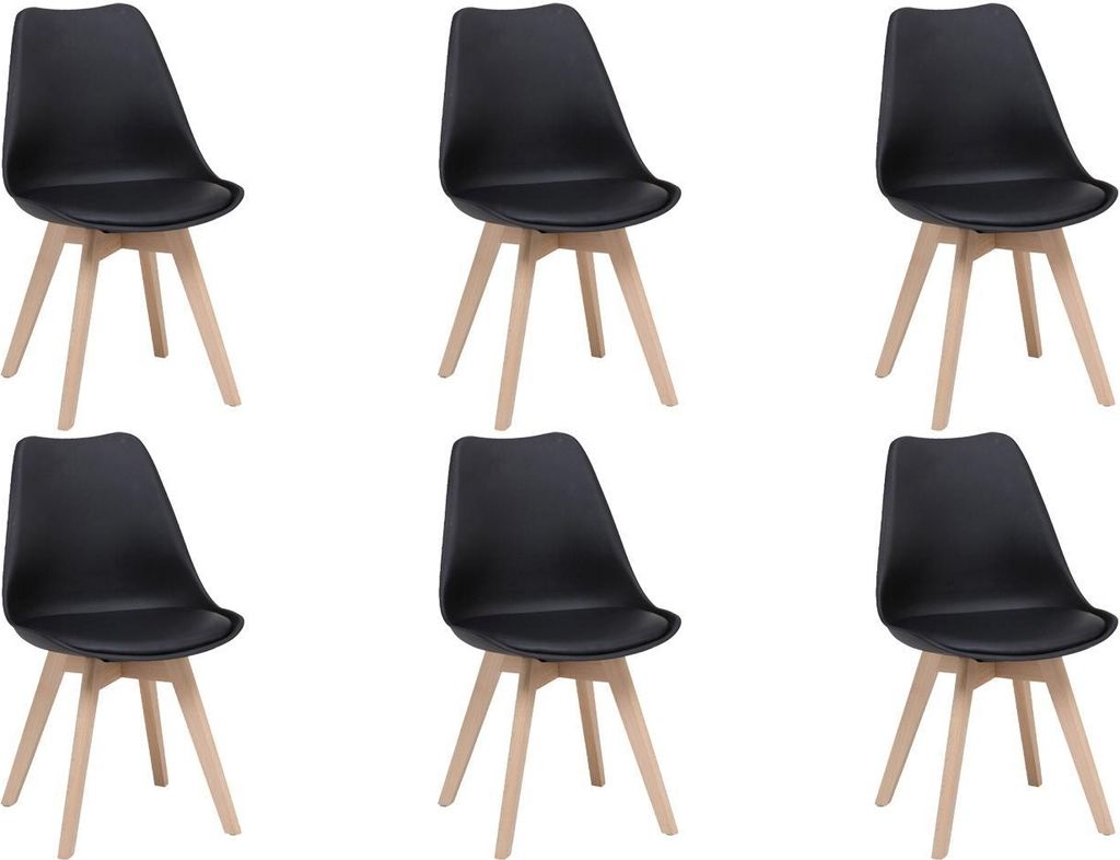 Stühle - Braun - Schwarz - Holzgestell - Kunstleder - Kunststoff - 6er Set