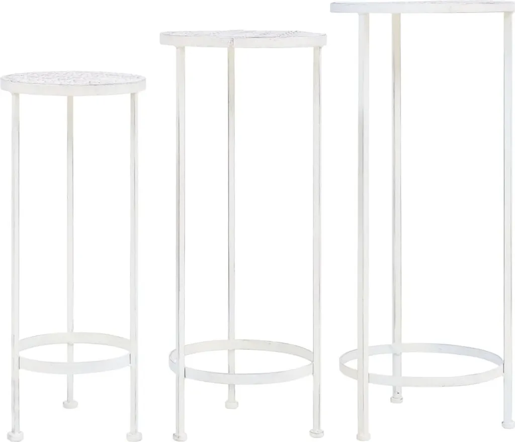 Lot 3 supports fleurs métal blanc antique 3 tailles design vintage