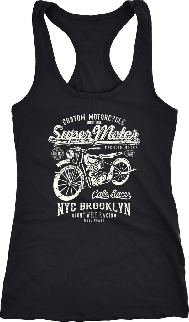 Damen Tank Top Motorrad Super Motor Biker Racerback Tanktop Neverless schwarz S