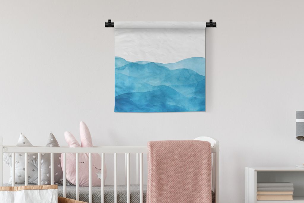 MuchoWow Wandteppich Wandbehang Meer - Wellen - Aquarell 60x60 cm Tapisserie Dekoration Wandtuch - Dekorationen - Wand Decke