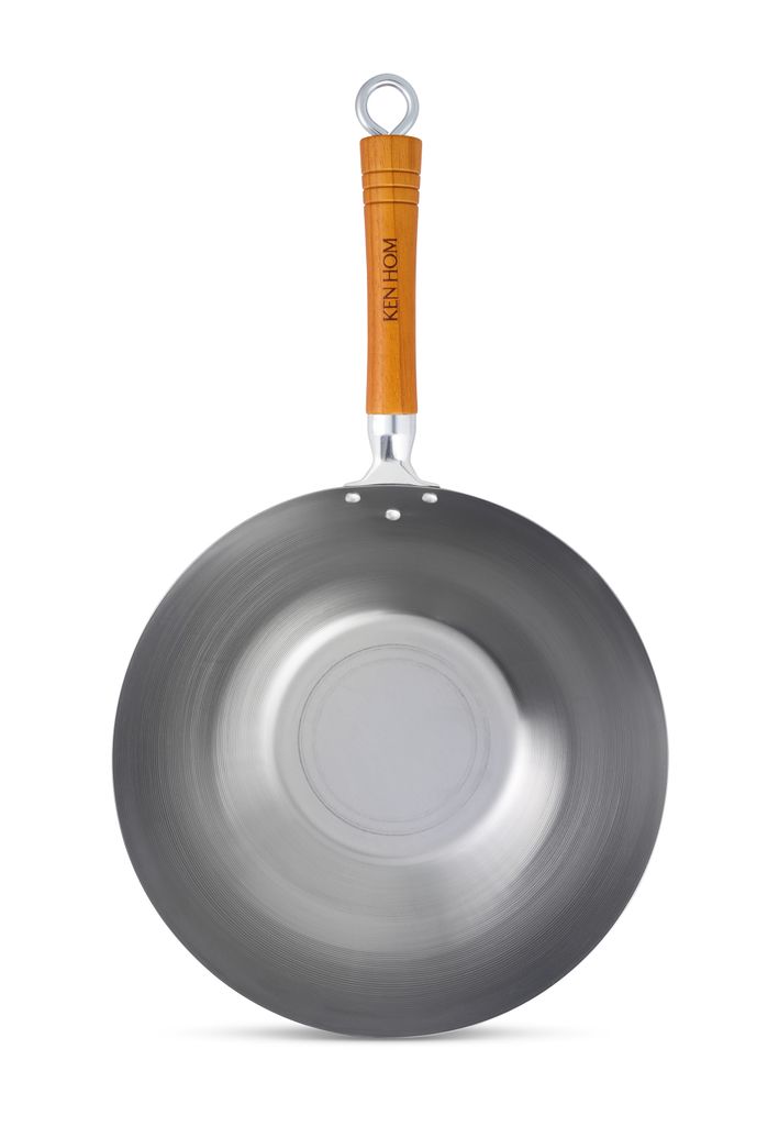 Ken Hom WOK CLASSIC CARBON, Rund, Wok-/Bratpfanne, Edelstahl, Kohlenstoffstahl, Keramik, Gas, Halogen, Induktion, Holz
