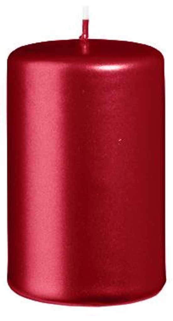 Stumpenkerzen Metallic Glanz Weihnachtsrot Rot 80 x Ø 50 mm, 12 Stück
