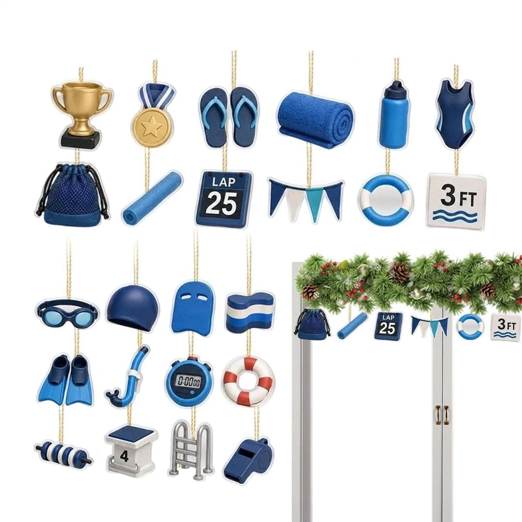 2D Acryl Advent Kalender met Zwemthema Productafbeelding 