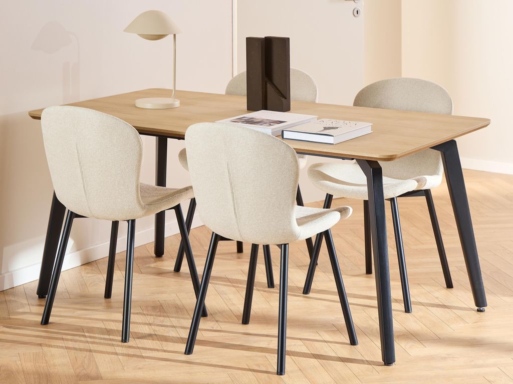 Essgruppe >Cadiz< (5-teilig) in beige / Eiche Nachbildung - 160x75x90 (BxHxT)