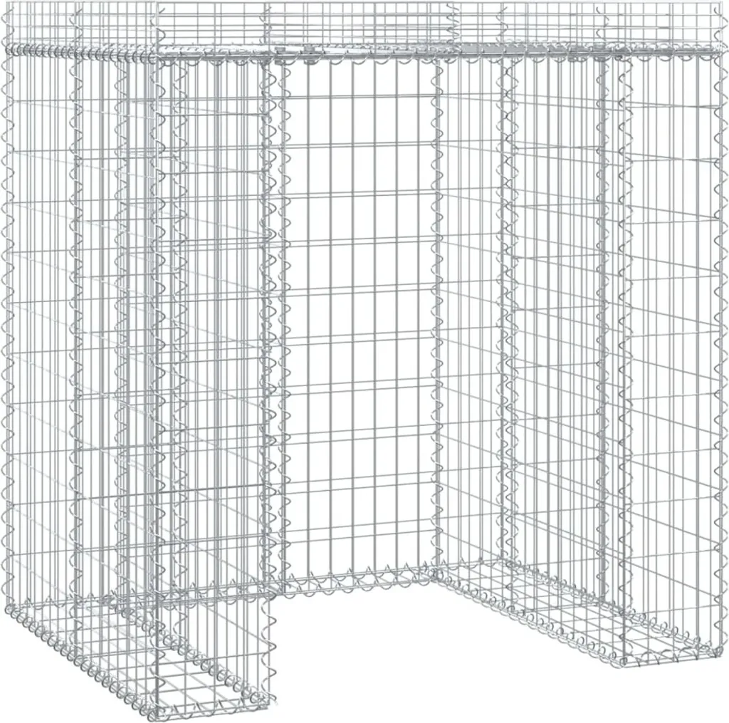 Cache-poubelle en gabion 110x91x120 cm en fer galvanisé robuste