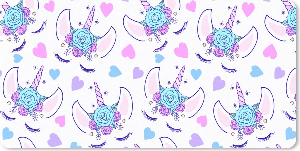 MuchoWow Schreibtischunterlage Mädchen - Einhorn - Blumen - Muster - Mädchen - Kinder - Kinder 80x40 cm - XXL Mauspad - Gaming Mauspad