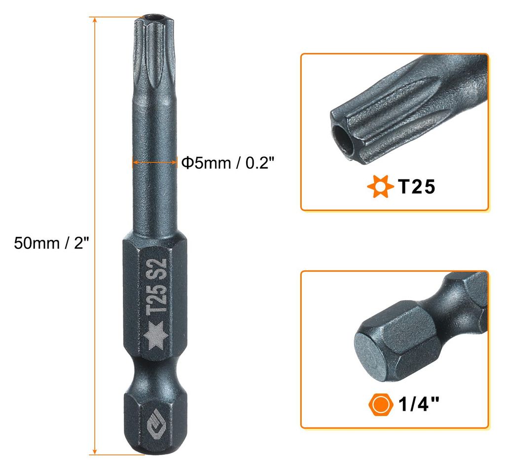3 Stš¹ck T25 Torx Bit Set, 50mm L?nge Bitsatz 1/4 Zoll Sechskantschaft S2 Stahl Magnetisch fš¹r Schraubendreher Akkuschrauber Schrauben Werkzeug