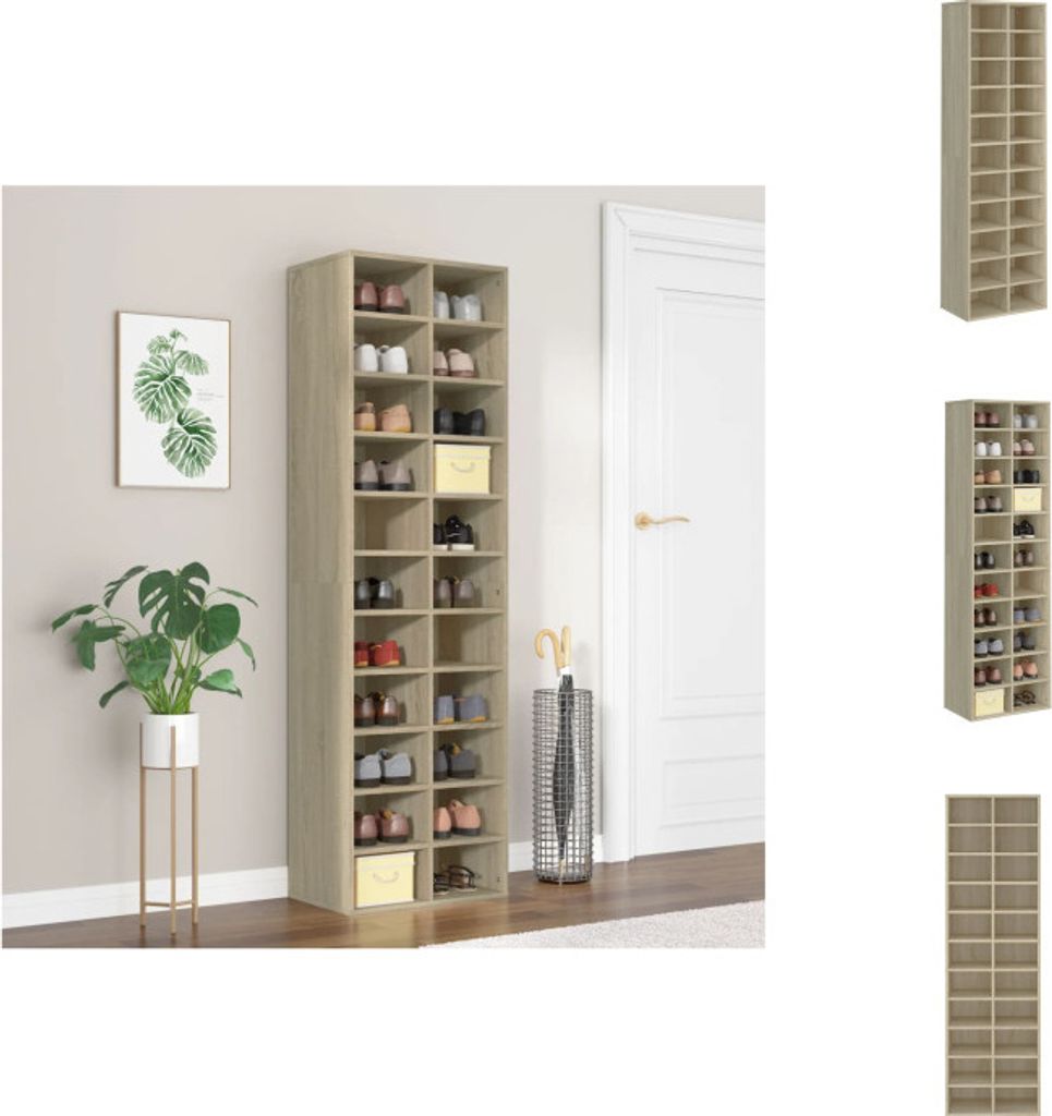 vidaXL Schuhschrank Sonoma-Eiche 54x34x183 cm Holzwerkstoff - Schuhregale & -schränke