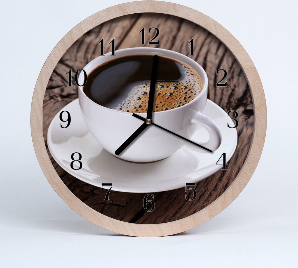 Holzuhr 30fi cm wanduhr - Kaffeetasse Produktbild 