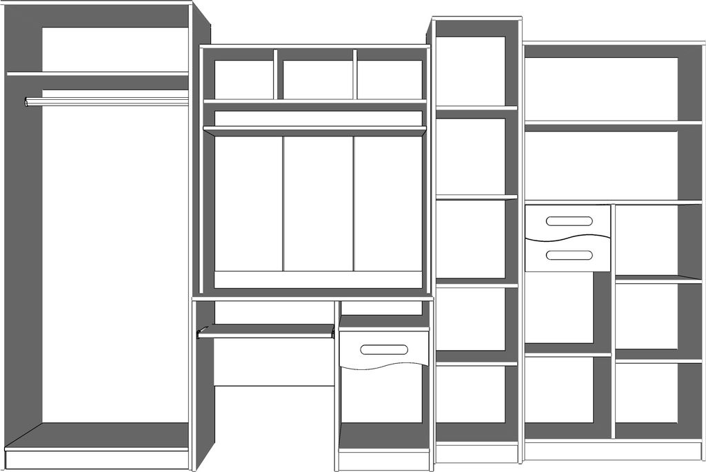 Jugendzimmer Wohnwand Kinderzimmerwohnwand 300 cm WEIß Produktbild 5