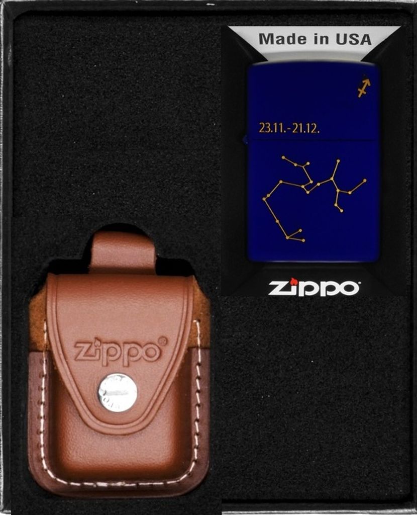 ZIPPO Feuerzeug-Set ZODIAC SAGITTARIUS DESIGN STRZELEC Geschenk No2