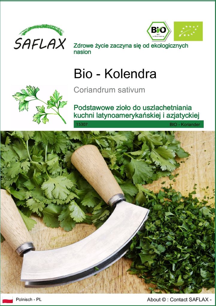 SAFLAX - Bio - Kolendra - 150 Nasiona - Coriandrum sativum Zdjęcie produktu 