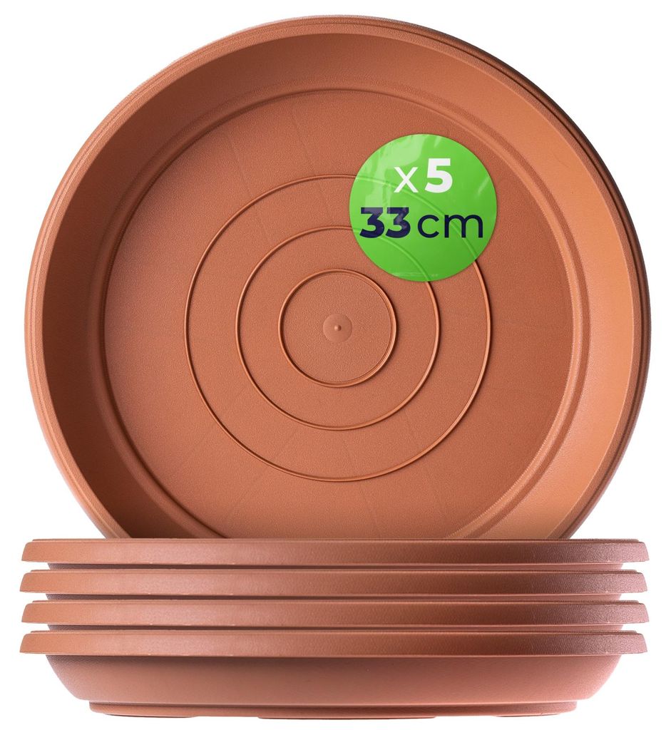 KADAX Blumentopf Untersetzer Rund 33 cm, 5 Stück, Blumentopfuntersetzer aus Kunststoff für Innen & Außen, Zubehör für Blumentöpfe & Pflanzent...