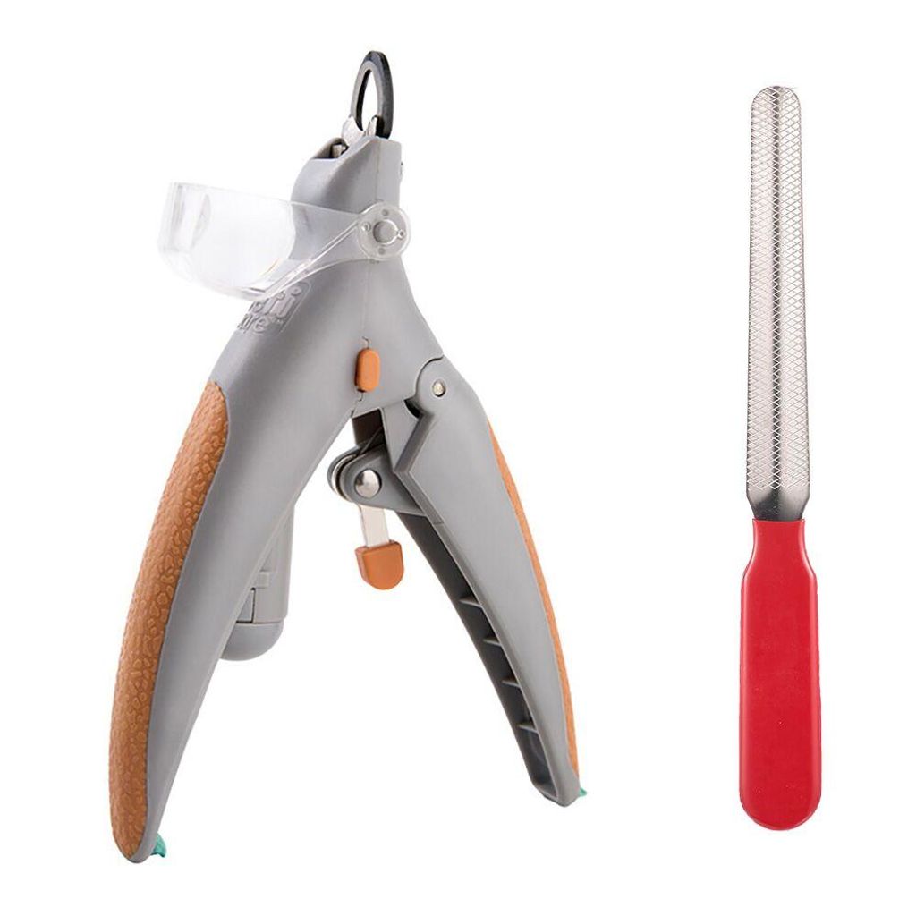 Beleuchtete Katzenkrallenschere mit LED-Licht, 5-facher Vergrößerung und Nagelfeile