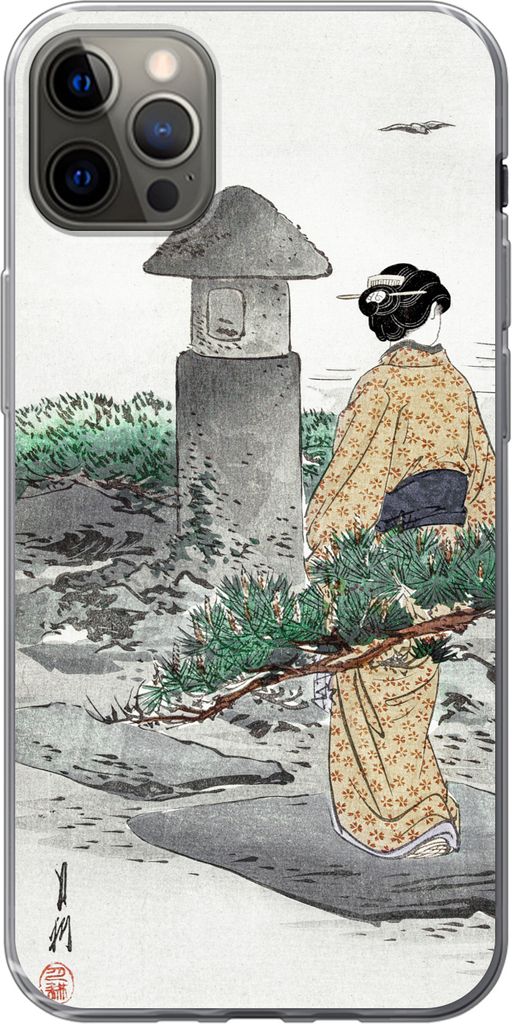 MuchoWow Handyhülle Schutzhülle Hülle für Telefoonhoesje iPhone 12 Pro Max Vintage - Frauen - Japan - Kimono - Skandinavisch Silikon Softcase...