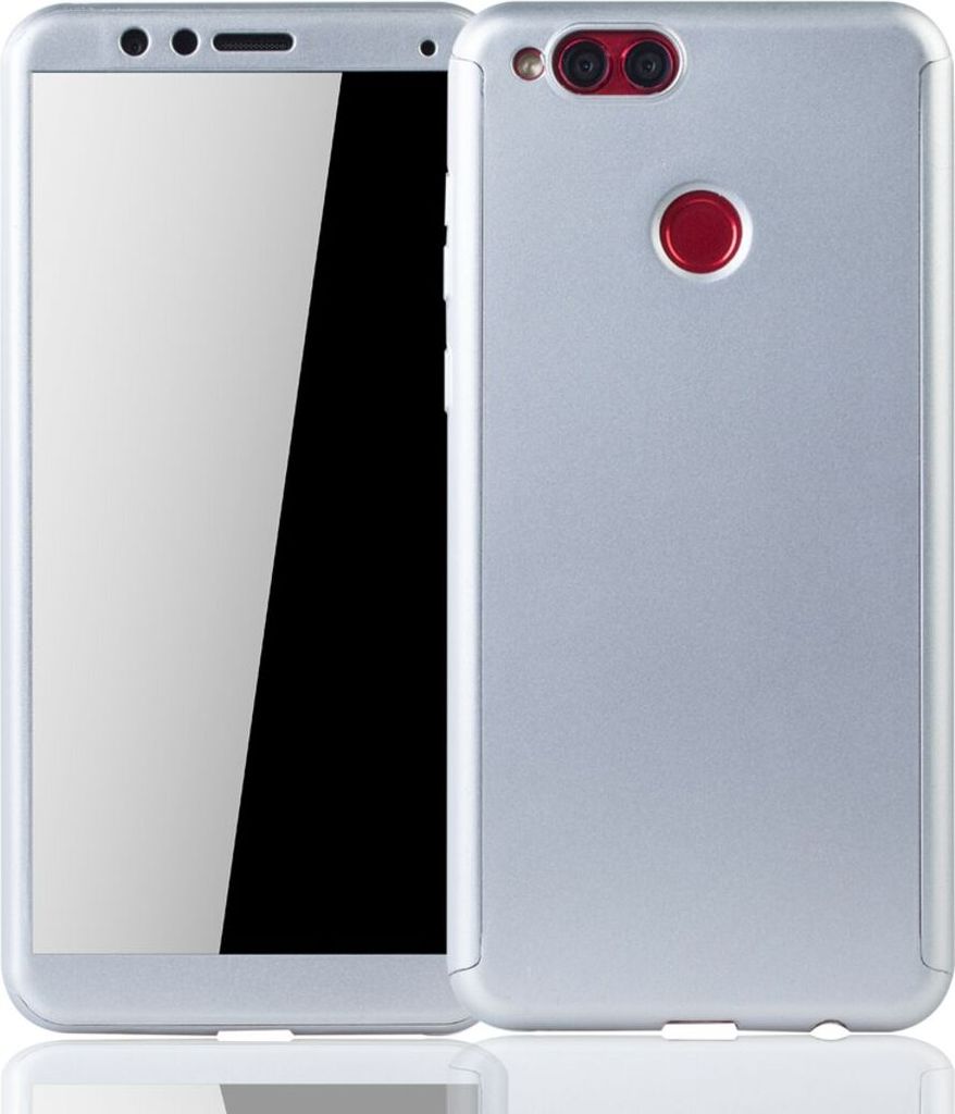 Handyhülle Schutzhülle für Huawei Honor 7X Full Case Cover Displayschutz 360 Silber