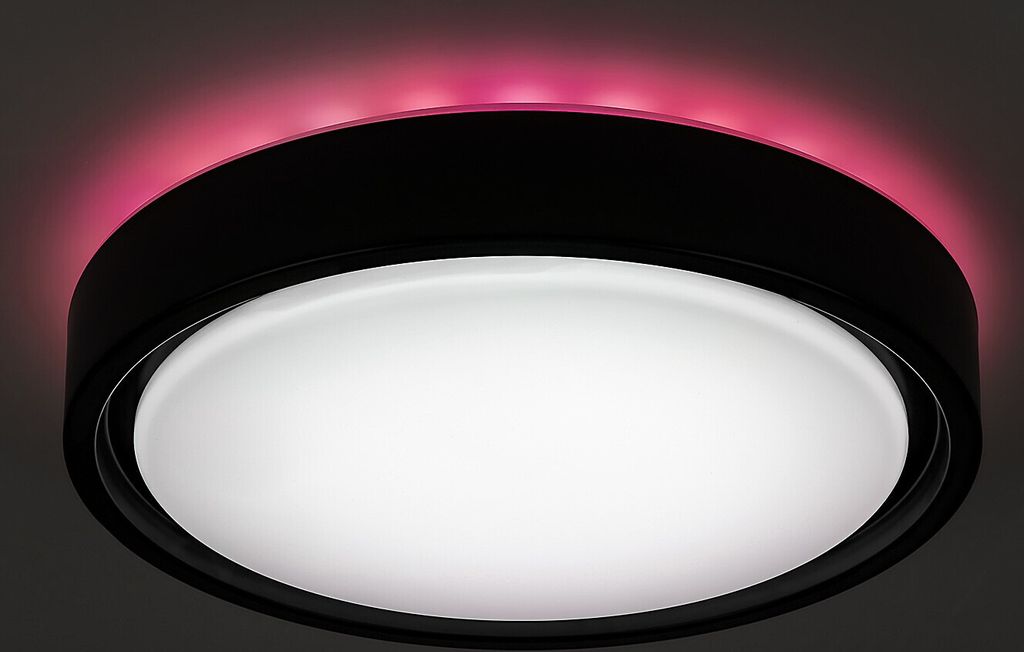 Rabalux 3283 Deckenleuchte Foster, 28W, 1300lm, schwarz-weiß, rund, rgb, dimmbar, ø360mm