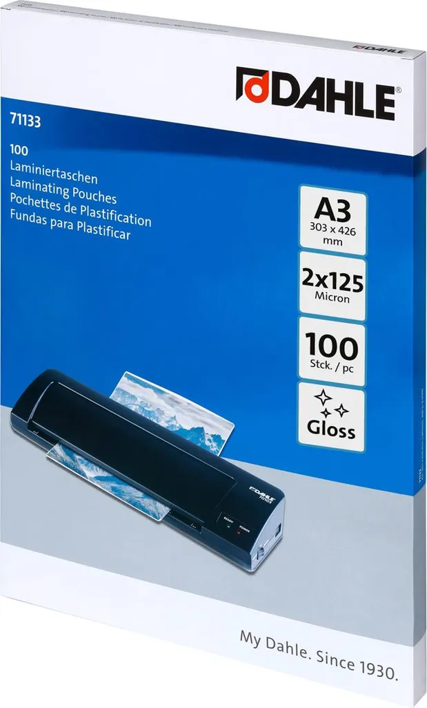 Set 100 Fogli Plastificazione A3 Dahle 125 µm Alta Resistenza