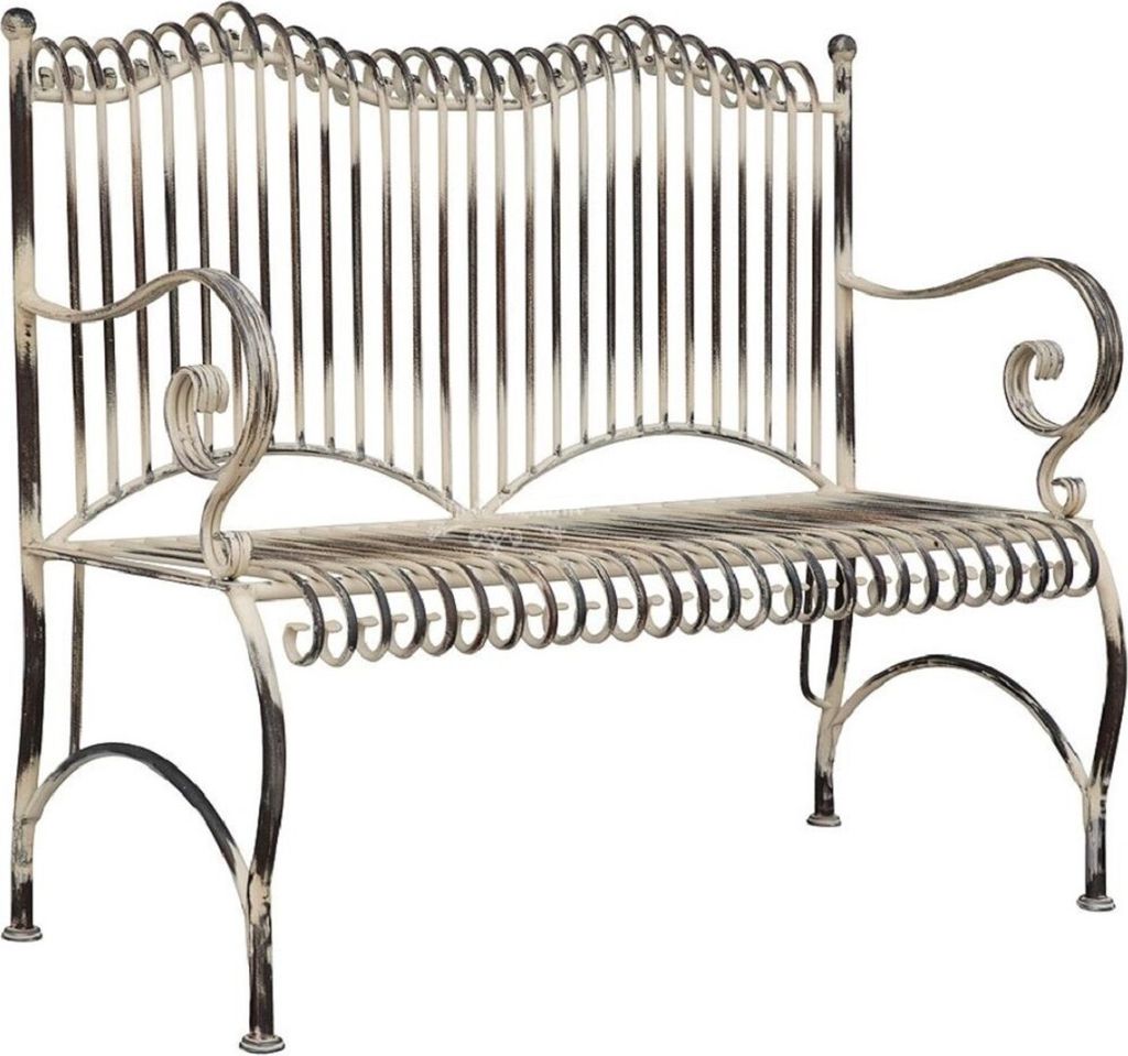 Casa Padrino Jugendstil Gartenbank Antik Beige 125 x 55 x H. 115 cm - Handgefertigte Schmiedeeisen Bank - Sitzbank mit Armlehnen - Barock & Jugends...