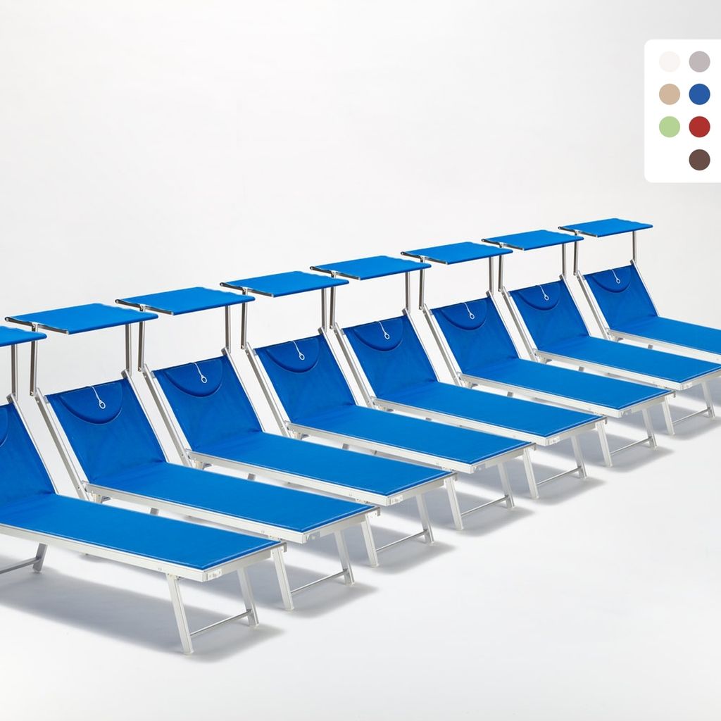 20er Set Liegestühle Strandliegen Sonnenliegen aus Aluminium Santorini - Blau
