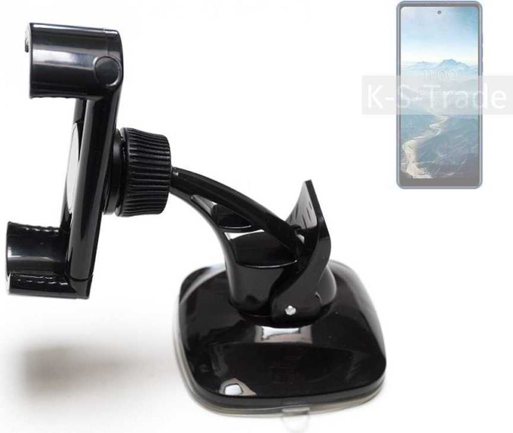 K-S-Trade kompakte Handy-Halterung Windschutzscheibe kompatibel mit BQ Mobile BQ-6868L Wide Armaturenbrett schwarz Autohalterung KFZ Halter