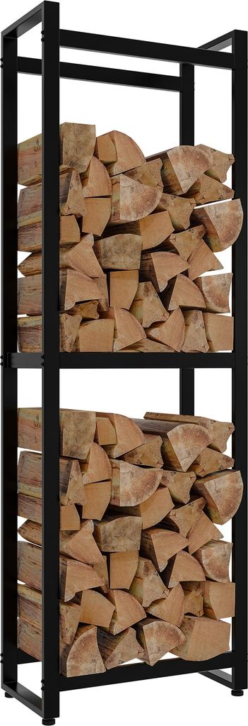 DELUKE Kaminholzregal innen Metall STAPO - 25x50x150cm | Brennholzregal innen Kaminholzständer Kaminholzhalter Feuerholzregal Innen Holz stapeln...