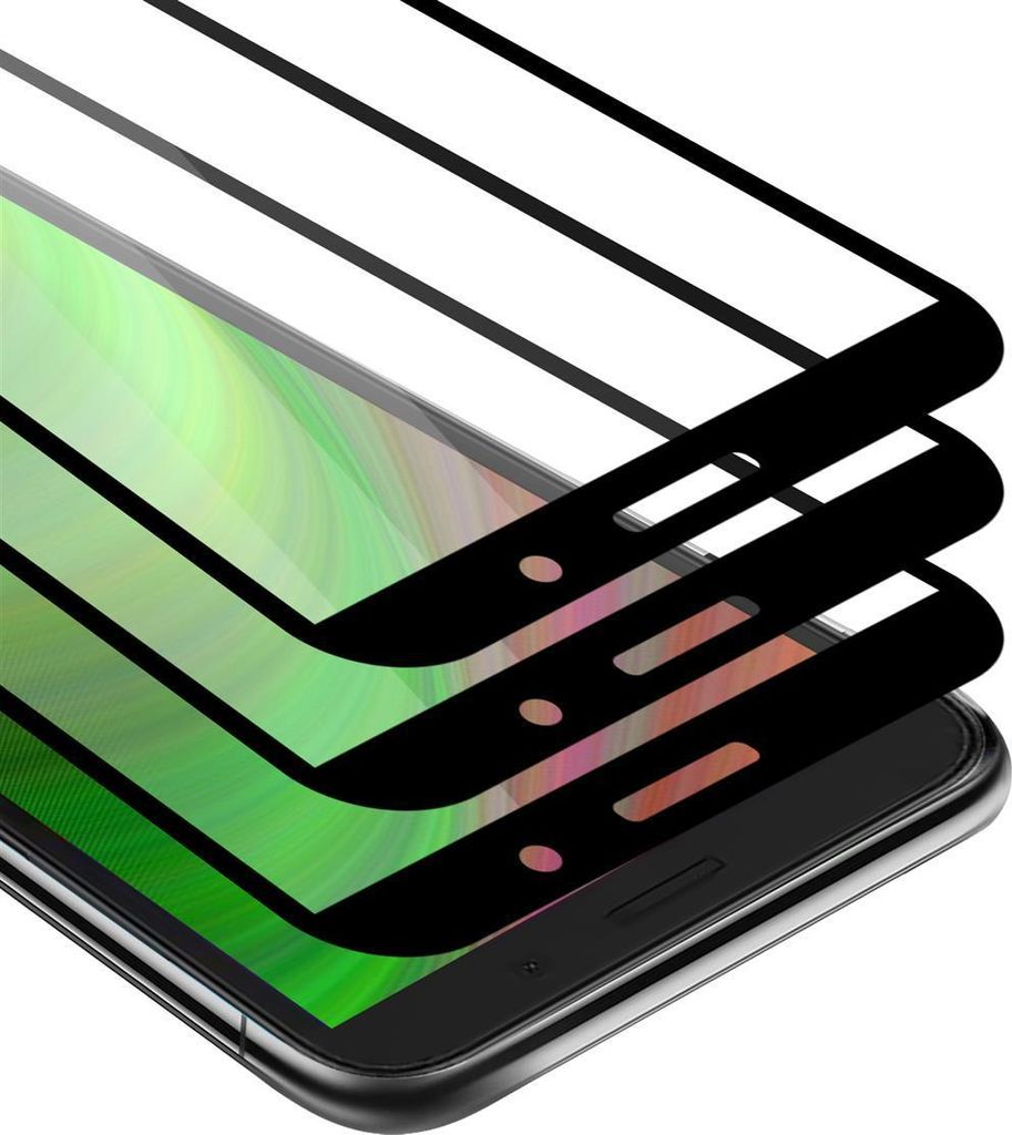 Cadorabo 3x Vollbild Panzer Folie für Honor 9s Schutzfolie in Schwarz Tempered Display-Schutzglas