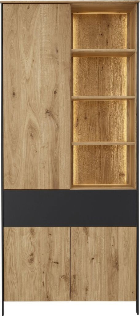 Doppel-Vitrine Berlin 88 x 202 x 420 cm Natur Schwarz