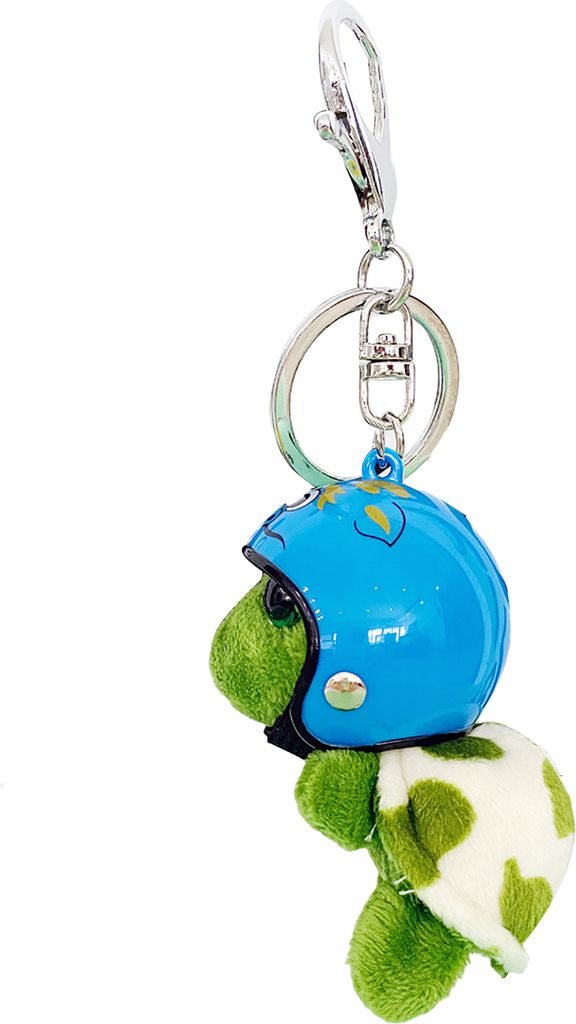 Plüsch-Schildkröten-Schlüsselanhänger mit Helm, Metallring, lustiger, weicher, flauschiger Rucksack-Ornament, Anti-Verlust, niedlicher Tier-Sch...