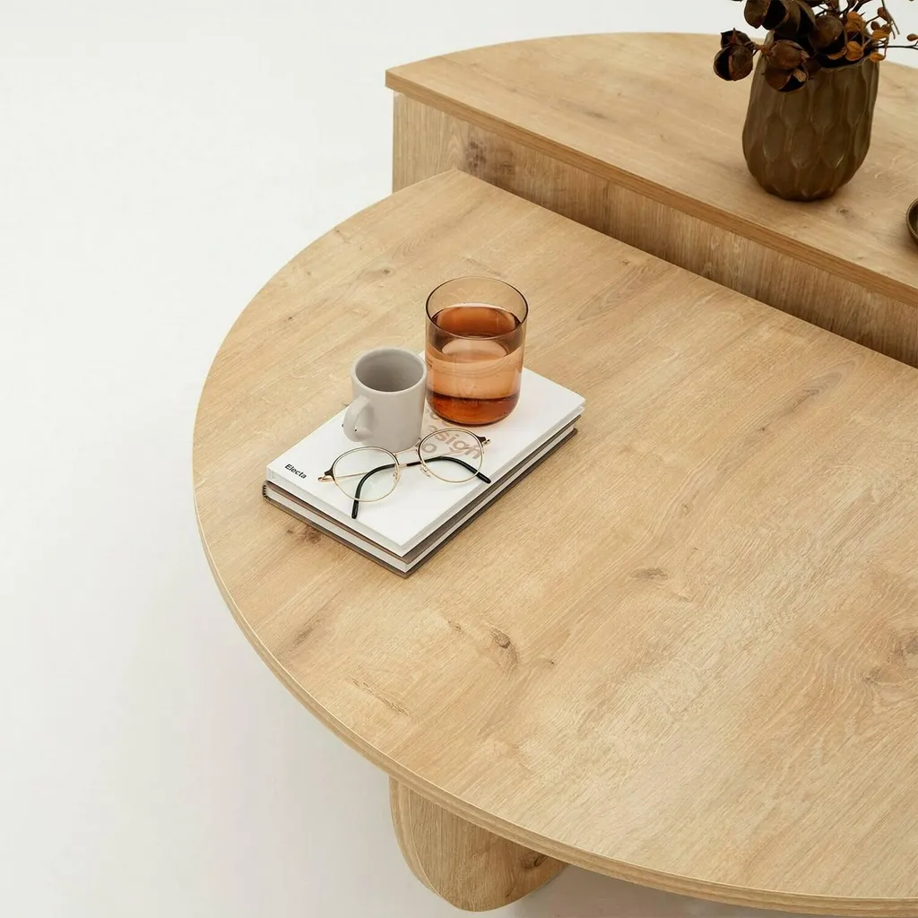 Table Basse Modulable Multifonction Chêne Brun 90x90cm Style Azim