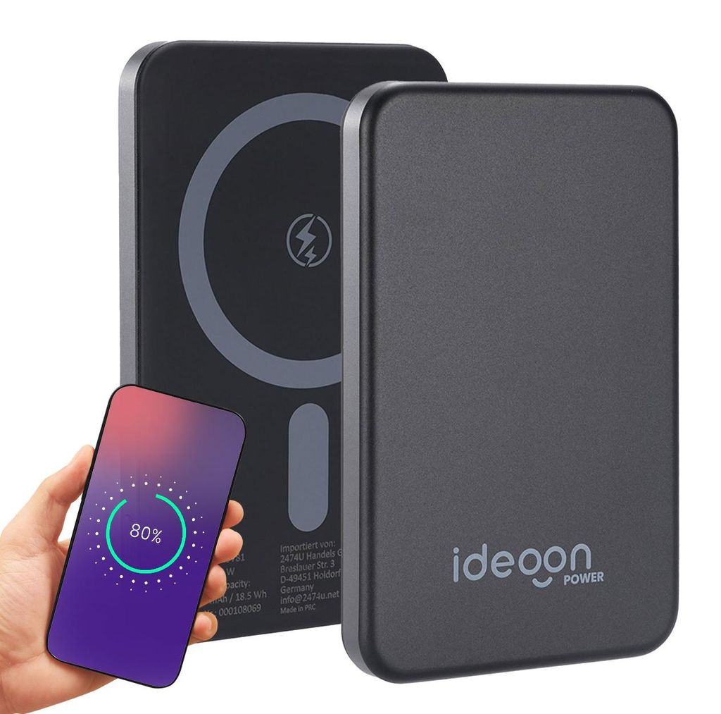 MagSafe Powerbank 5000 mAh, 15W Qi - Hochwertige kompakte Wireless Power Bank – Schnelles Laden Quick Charge für iPhone & Android – Mobiler Po...
