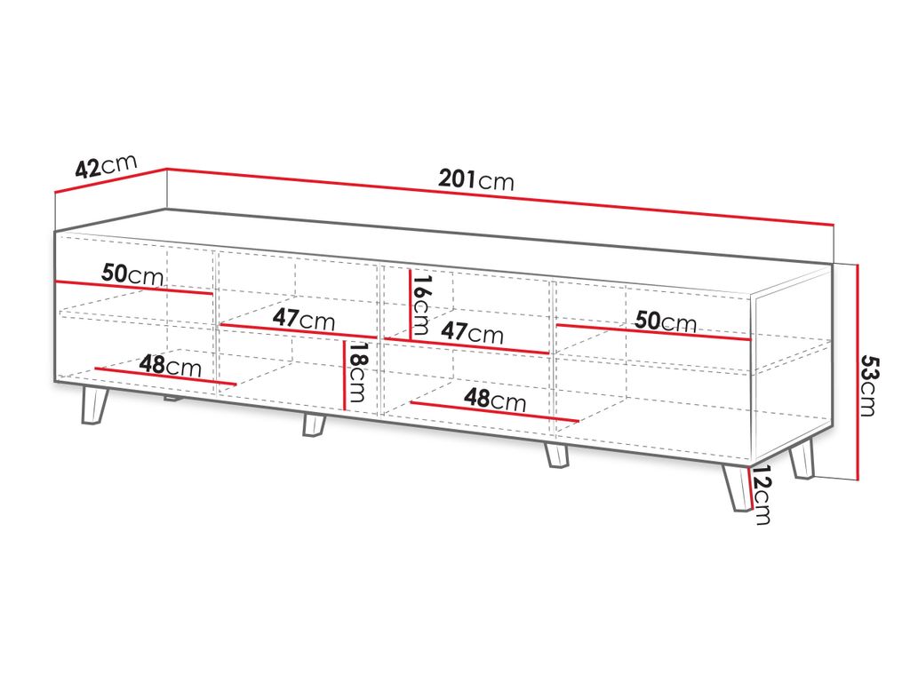 MIRJAN24 TV-Lowboard Vamos Grey 200, TV-Schrank mit 4 Produktbild 6