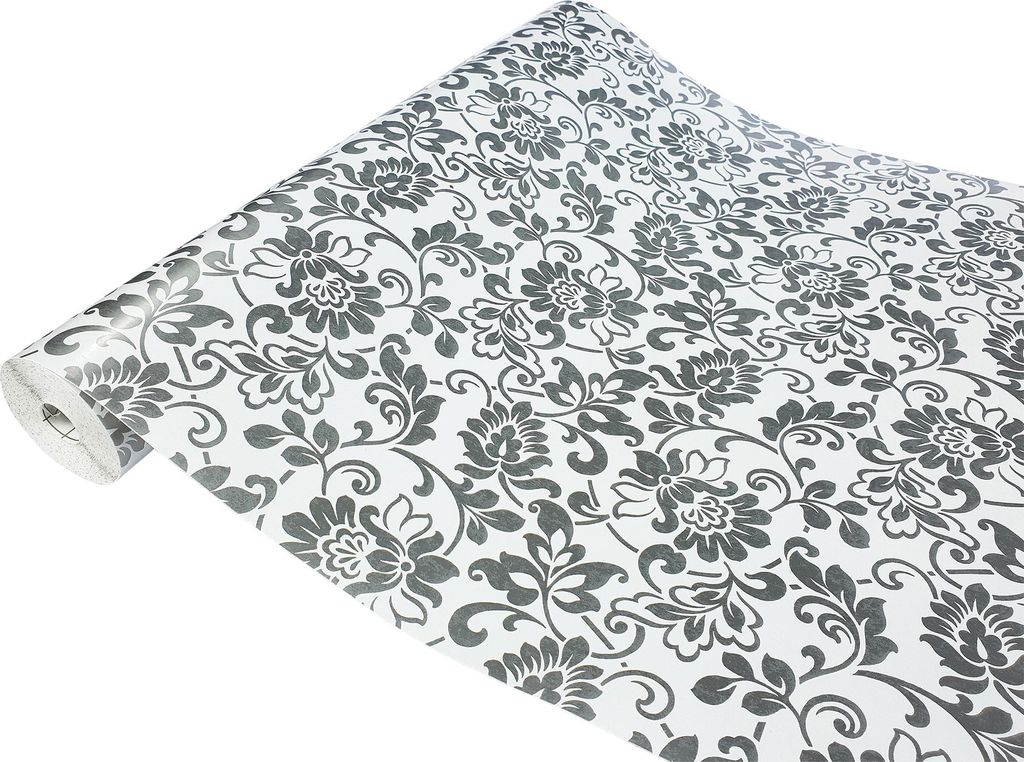 Klebefolie Möbel 45x1500 cm - Ornament Grau - Möbelfolie selbstklebend in Deko-Stil - Folie für Möbel zur Renovierung von Türen, Schränken un...