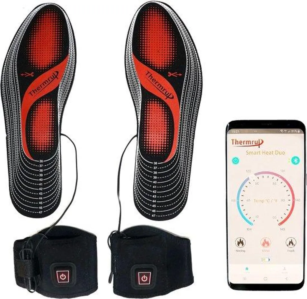 Semelles chauffantes sans coutures, contrôle App, pointure 35-48