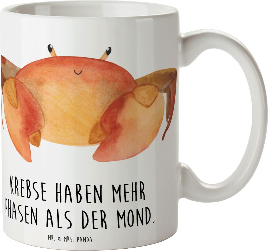 Mr. & Mrs. Panda Kaffeebecher Krebs Phasen - Weiß - Geschenk, Kreativ, Teetasse, sensible Menschen, Mond, cappuccinotasse, Horoskop, Tasse, Tierkr...