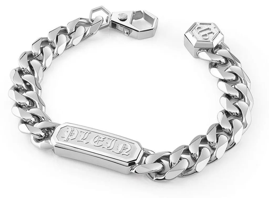 Bracelet gourmette homme Philipp Plein Gothic Tag en acier inoxydable 22cm