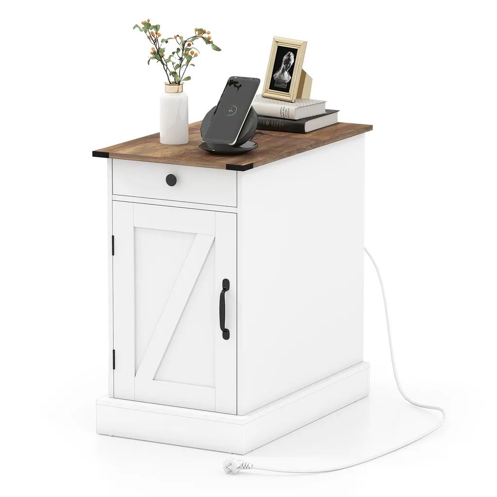 Tavolino da Divano Bianco COSTWAY: Stile Moderno e Ricarica USB