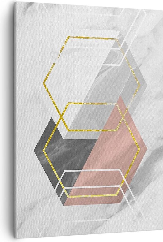 Bild auf Leinwand - Leinwandbild - Einteilig - Zahlen Weiß Golden - 50x70cm - Wand Bild - Wanddeko - Wandbilder - Leinwanddruck - Wanddekoration -...