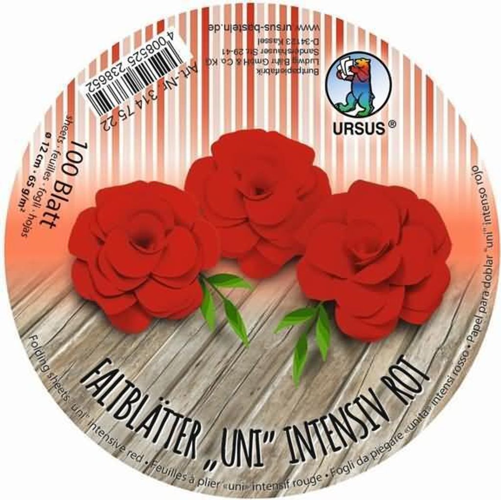 Intensive Faltblätter 'uni' Durchmesser 12cm 65g/qm VE=100 Blatt rot