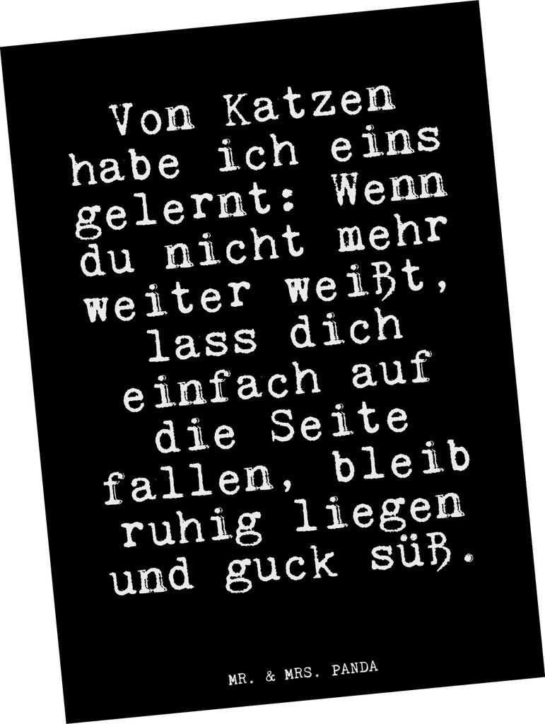 Mr. & Mrs. Panda Postkarte Von Katzen habe ich... - Schwarz - Geschenk, Glizer Spruch Sprüche Weisheiten Zitate Lustig Weisheit Worte, bildkarte, ...