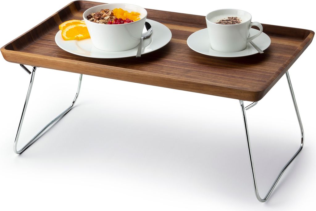 CONTINENTA Bett-Tablett, Walnuss 53x32x7 cm 4241 4017167424101 Vorteilset – 2 Stück – inkl. 4 Edelstahl-Trinkhalme