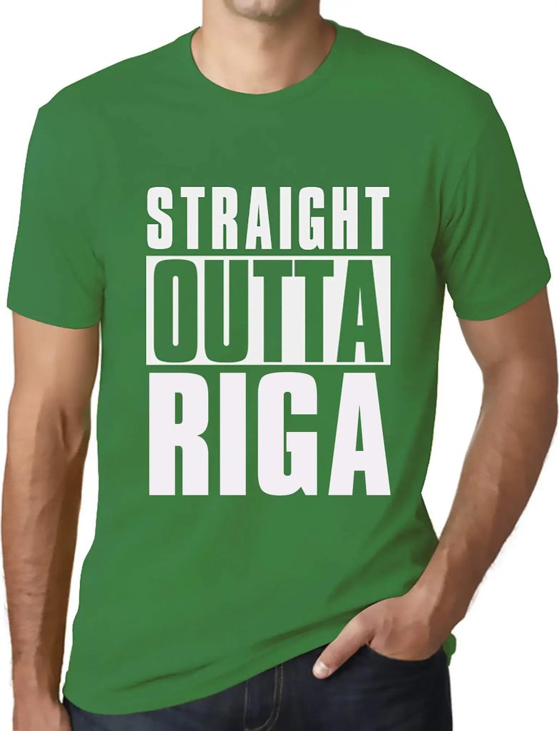 Herren Grafik T-Shirt Straight Outta Riga Öko-Verantwortlich Vintage Jahrgang Kurzarm Lustige Druck Geburtstag Geschenk Mann