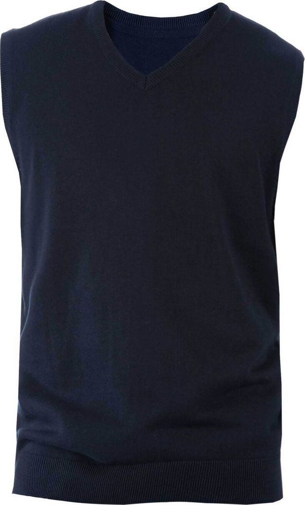 Kariban Herren Pullunder V-Ausschnitt Jumper V-Neck Pullover Ärmellos, Größe:L, Farbe:Navy Blau