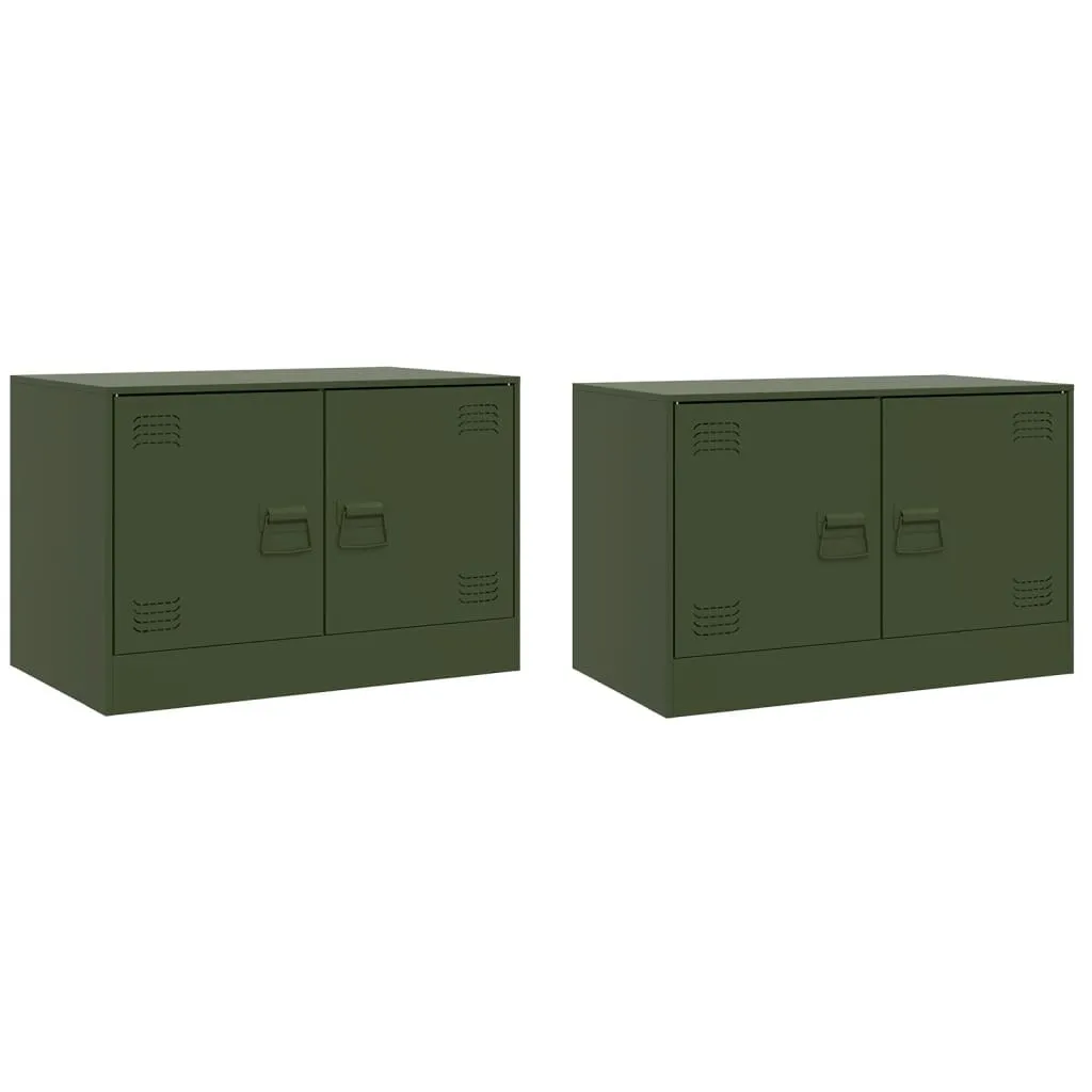 Trend 2026: Set 2 Mobili TV Verde Oliva in Acciaio Industrial