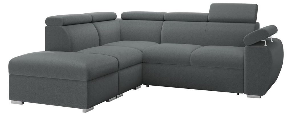 MIRJAN24 Ecksofa Boston 2RR1P, Eckcouch mit zwei Bettkästen und Schlaffunktion, Verchromte Metallfüße, Einstellbare Kopfstützen (Farbe: Kronos ...