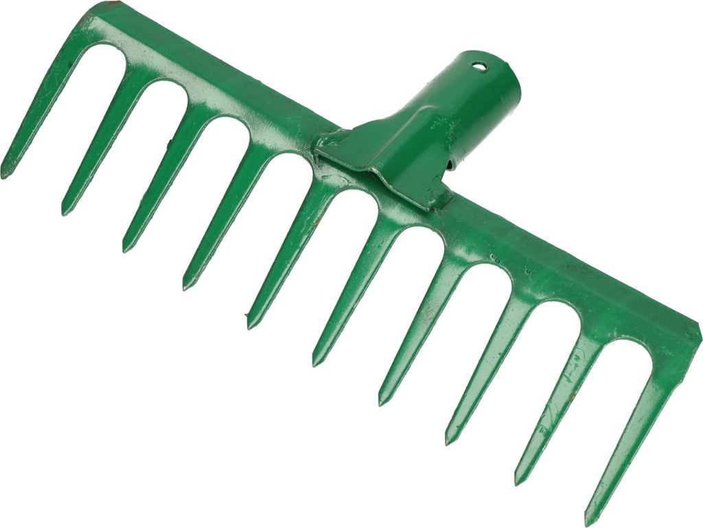 KOTARBAU Laubrechen 25,5 cm Metall Rechen für Gras & Laub ohne Holzstiel Gartenrechen Rasenrechen mit 10 Zinken Metall Grün