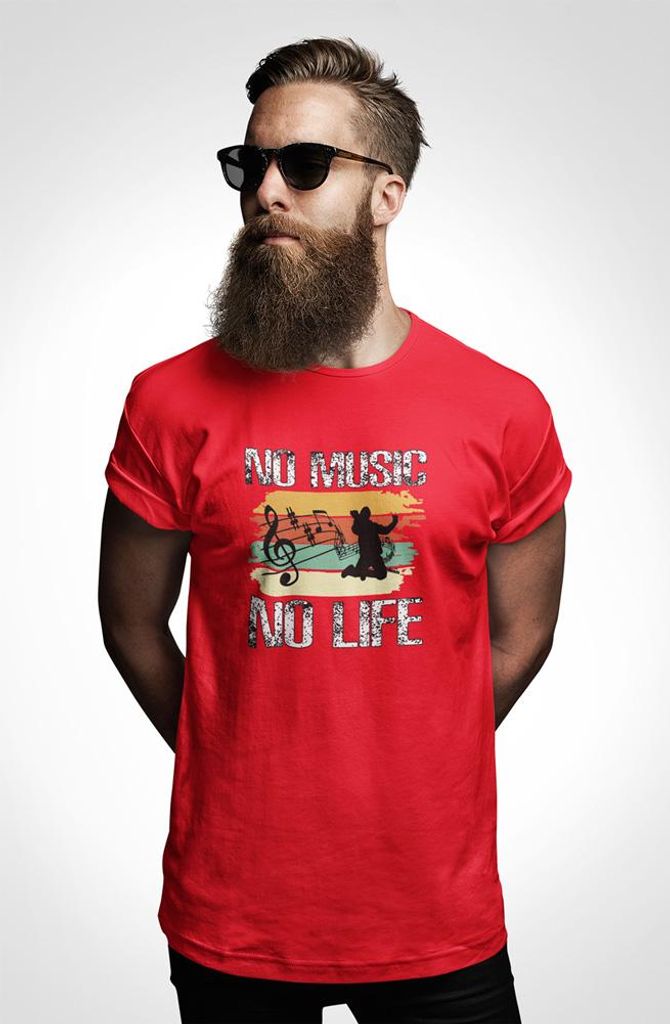 D&B Uni Polo ST00119 No Music No Life Rot-Größe 3XL